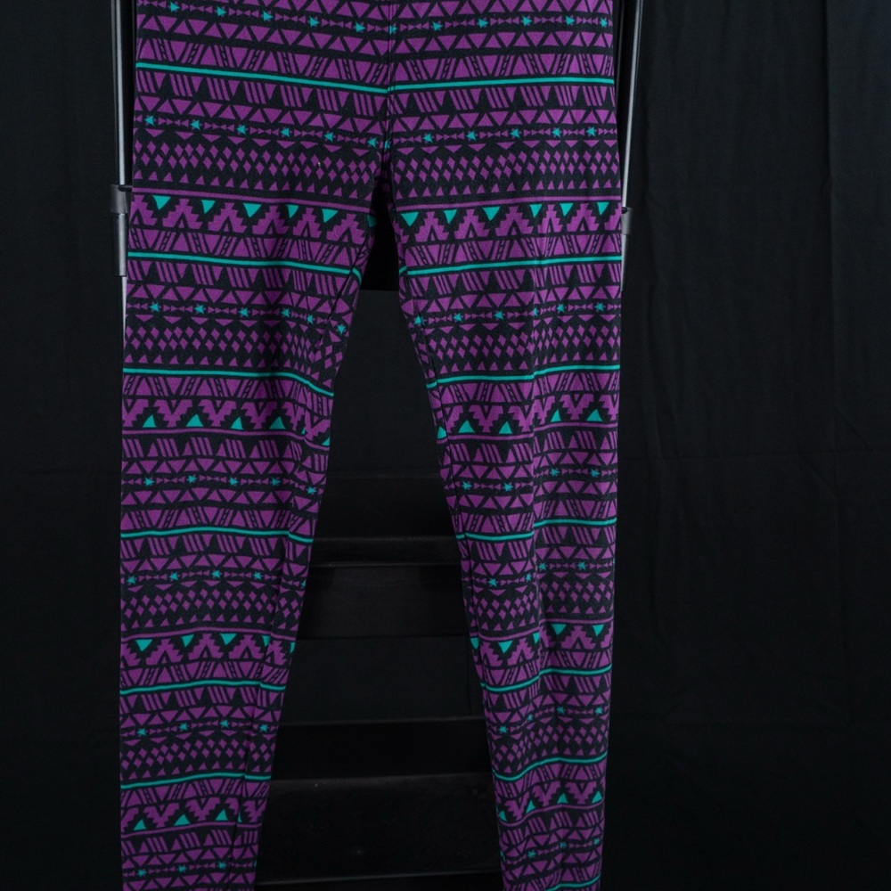 LuLaRoe Purple and Blue Patterned Leggings